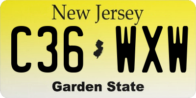 NJ license plate C36WXW