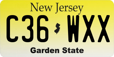 NJ license plate C36WXX
