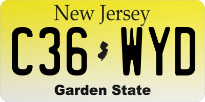 NJ license plate C36WYD