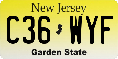 NJ license plate C36WYF