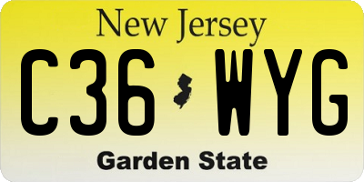 NJ license plate C36WYG