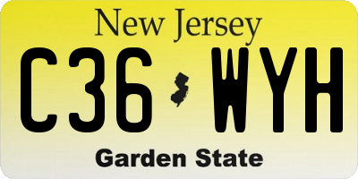 NJ license plate C36WYH