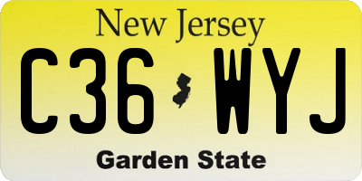 NJ license plate C36WYJ