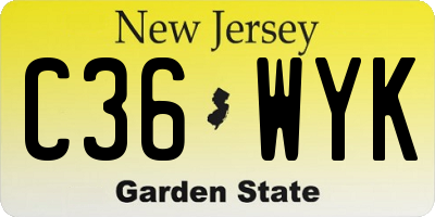 NJ license plate C36WYK