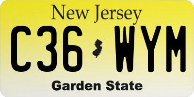 NJ license plate C36WYM