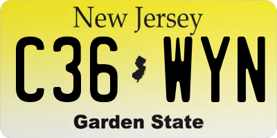 NJ license plate C36WYN