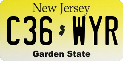 NJ license plate C36WYR