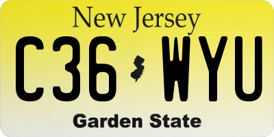 NJ license plate C36WYU