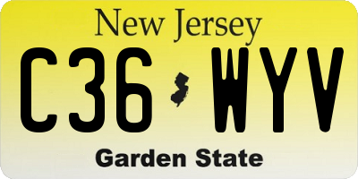 NJ license plate C36WYV