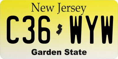 NJ license plate C36WYW