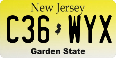NJ license plate C36WYX