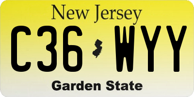 NJ license plate C36WYY