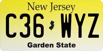 NJ license plate C36WYZ
