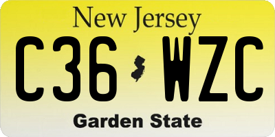 NJ license plate C36WZC