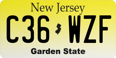 NJ license plate C36WZF