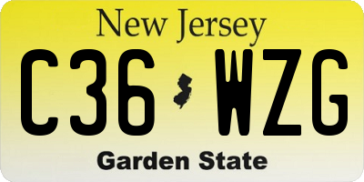 NJ license plate C36WZG