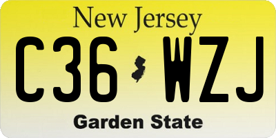 NJ license plate C36WZJ