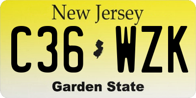 NJ license plate C36WZK
