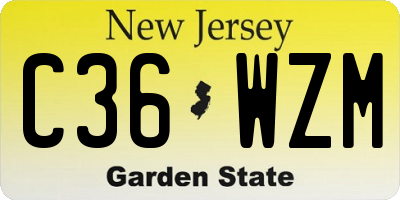 NJ license plate C36WZM