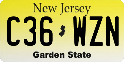 NJ license plate C36WZN