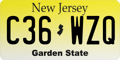 NJ license plate C36WZQ