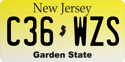 NJ license plate C36WZS