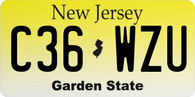 NJ license plate C36WZU