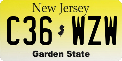 NJ license plate C36WZW