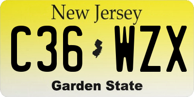 NJ license plate C36WZX