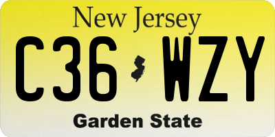 NJ license plate C36WZY