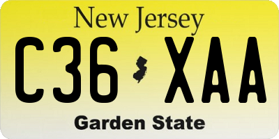 NJ license plate C36XAA