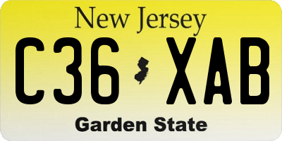NJ license plate C36XAB