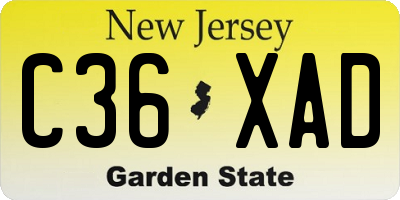 NJ license plate C36XAD