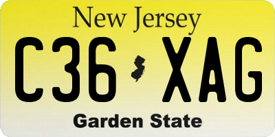 NJ license plate C36XAG