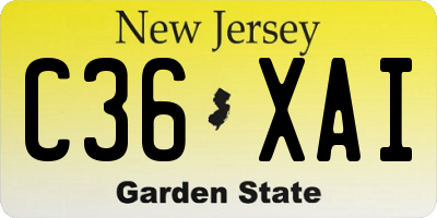 NJ license plate C36XAI