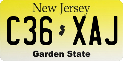 NJ license plate C36XAJ