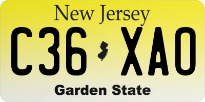 NJ license plate C36XAO