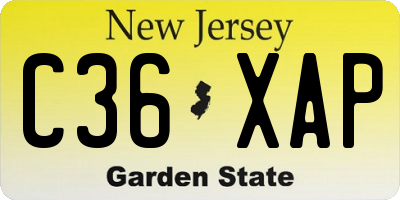 NJ license plate C36XAP