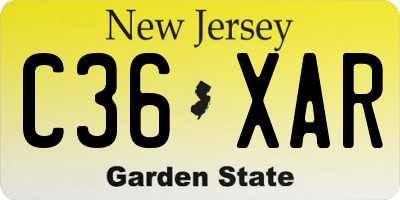 NJ license plate C36XAR