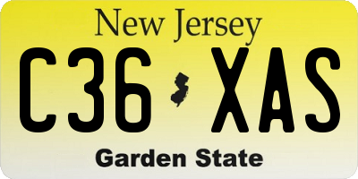 NJ license plate C36XAS