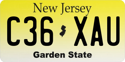 NJ license plate C36XAU