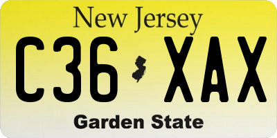 NJ license plate C36XAX
