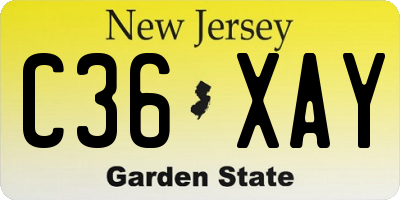 NJ license plate C36XAY