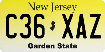 NJ license plate C36XAZ