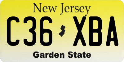 NJ license plate C36XBA