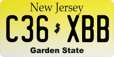NJ license plate C36XBB