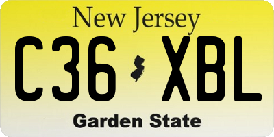 NJ license plate C36XBL