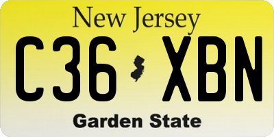 NJ license plate C36XBN