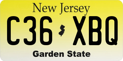 NJ license plate C36XBQ