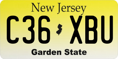 NJ license plate C36XBU
